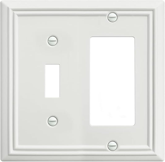 1-Pack Combination Metal Wall Plate, 1 Toggle / 1 Decorator Switch Plates and Outlet Covers, Off White Finish, 4.96''*4.88, Midsize