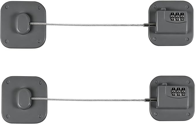 Refrigerator Lock, Combination Lock for Refrigerator Cabinets, Drawers, Heavy Duty Fridge Lock, Easy Install No Keys Needed (Gray-2Pack)