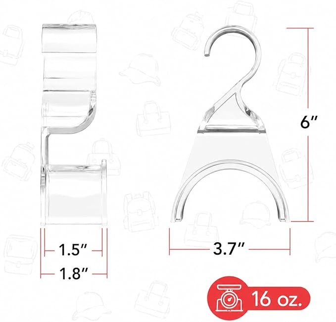 Wiosi Handbag Hanger 3 Pack - Durable Luxury Acrylic Holder Organizers Storage for Purse Tote Bag Satchel Backpack Crossover - Holds Up to 66Lbs – Easy to Clean, No Tools Required