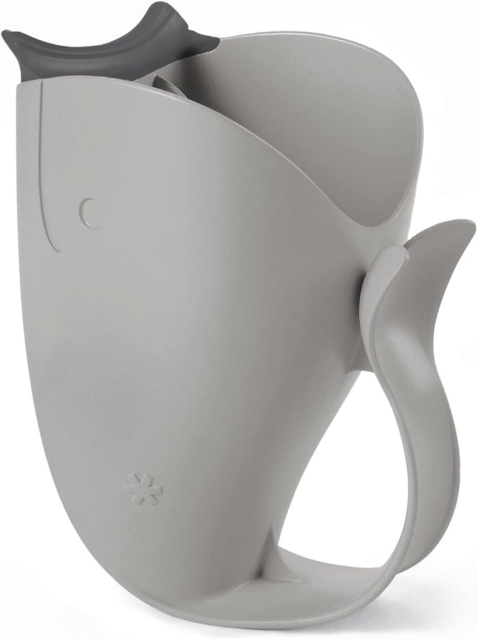 Skip Hop Baby Bath Rinse Cup, Moby Tear-Free Waterfall Rinser, Grey & Baby Bath Spout Cover, Universal Fit, Moby, Grey