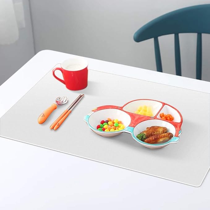 HomeDo Waterproof Silicone Placemats, Non-Stick Baking Mat, Non-Slip Dining Table Mat for Kids/Baby/Children, Heat Resistant Insulation Countertop Protector Pads (Clear, 15.75x11.81Inch-4pack)