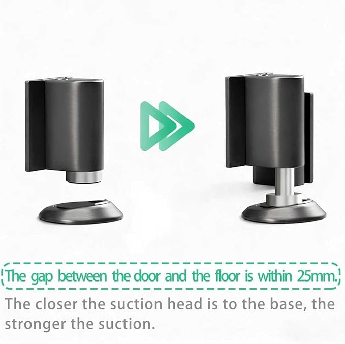 LKKYUP Magnetic Door Stopper for Floor Use, Wall & Floor Compatible Door Wedge Stopper, Bottom Mounted Stopper, No Drill Adhesive Stopper, Magnetic Catch, Wall Protector, Quiet Hold, MetallicGray