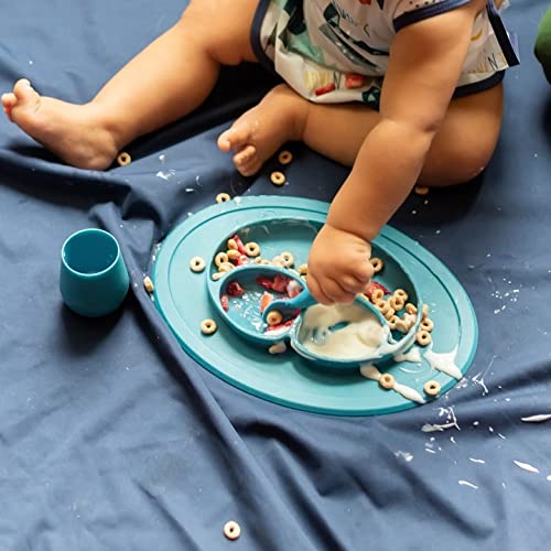BapronBaby Minimalist Navy Splash Mat - Waterproof Catch-All for Under High Chairs, Floors, Tables, Playtime or Arts & Crafts - Machine Washable - 45" x 45”