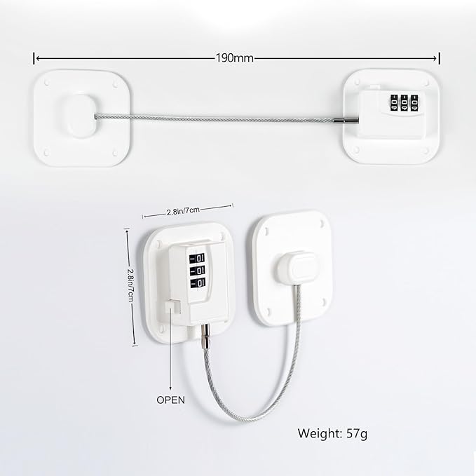 FKTUV Cabinet Locks with Combination,Drawer Lock,Child Proof Refrigerator Lock,Child Safety Locks for Cabinets (White 4pcs)