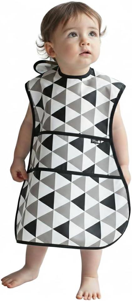 Plie Full Coverage Waterproof Feeding Bib for Toddlers – Extra Long Apron Bib for Mealtime, Self-Feeding, High Chairn