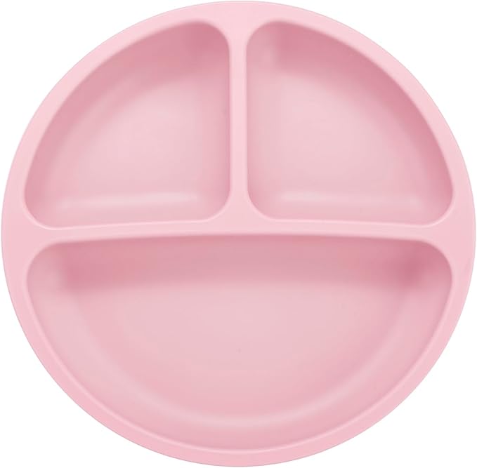 PandaEar 3 Pack Toddler Plates, Silicone Divided Suction Plate for Babies, BPA-Free 100% Food-Grade Silicone Unbreakable Baby Plate (Pink/Purple/Blue)