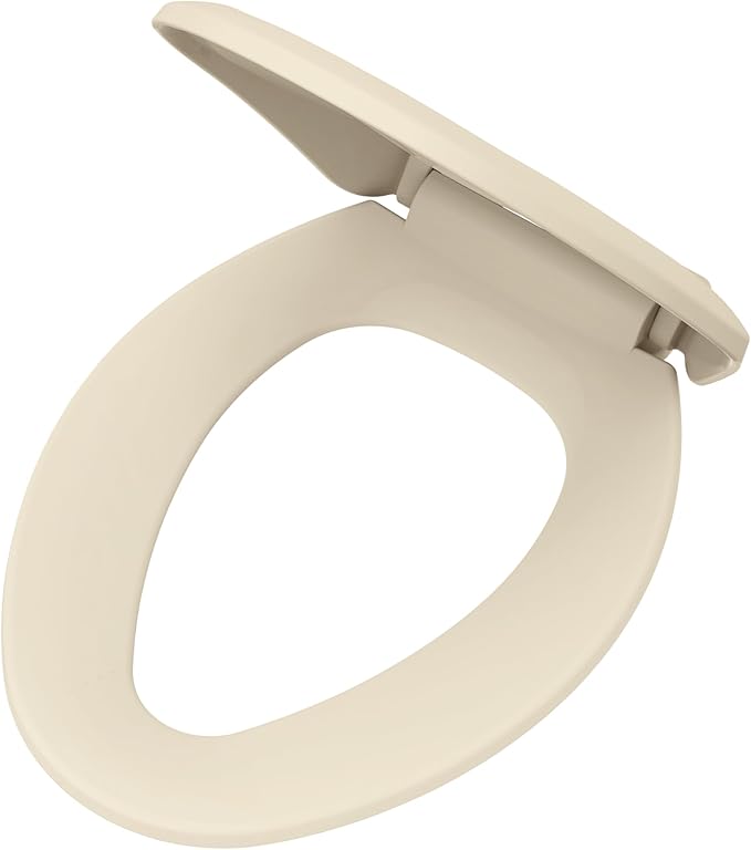 Gerber Elongated Toilet Seat with Cover, Soft Close, No Slam, Quick & Easy Install, Heavy-Duty Plastic, Adjustable Fit for Standard Elongated Toilets, Durable & Fade-Resistant, Bone G009921325