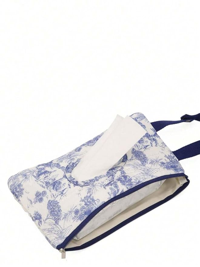Quilted Baby Wipe Holder Quilted Wipe Pouch Portable Hanging Floral Wet Wipes Bag for Car, Stroller