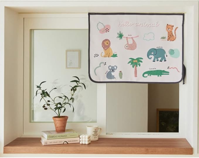 BEBEDECO Magnetic Car Sun Shade Curtain for Side Window – Sun Blocker and UV Protector for Baby, Kids, and Pets – Universal Fit with Built-in Magnets for Steel-Framed Door (Animal Friends)