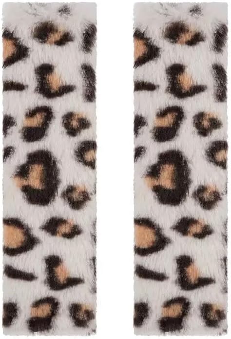 2 Pack Seat Belt Cover Pad, Cute Plush Leopard Print Seatbelt Covers Seatbelt Shoulder for More Comfortable Driving, Plush Fluffy Soft Seat Belt Cover, Car Interior Accessories, White