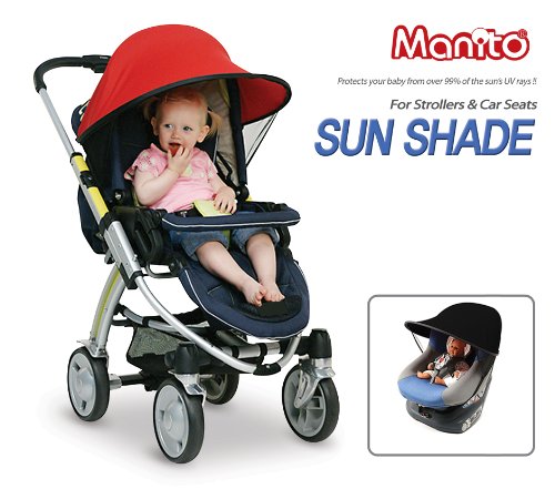 Manito Sun Shade for Strollers and Car Seats (Red) UPF 50+