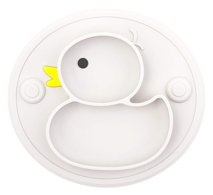 Baby Plate Silicone Toddler Plates Suction Placemat Divided Dishes for Kids and Infants One-Piece Strong Suction, BPA Free, Microwave Dishwasher Safe (Grey)