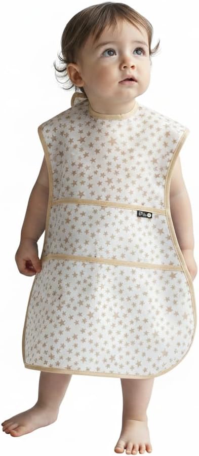 Plie Full Coverage Waterproof Feeding Bib for Toddlers – Extra Long Apron Bib for Mealtime, Self-Feeding, High Chairn