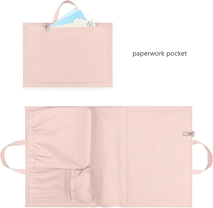 Lmbabter Removable Organizer Insert with Insulated Pocket,Updated Diaper Bag with 11 Total Pockets&Changing Pad, Handbag Tote Bag for Women Mommy Nurse (Pink)