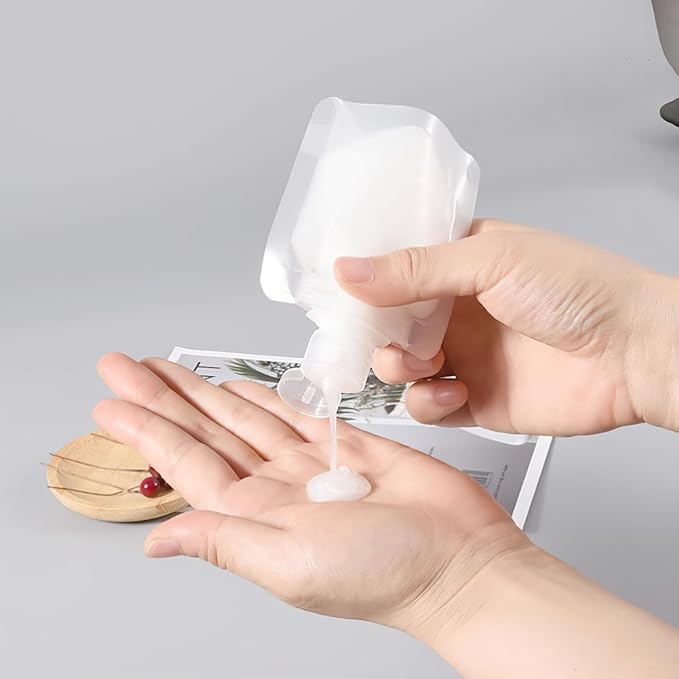 KALLORY Refillable Lotion Bags 15Pcs 30Ml Travel Pouches for Cosmetic Sub-Packing Squeezable Sample Containers for Essence Creams Moisturizers and Toiletries