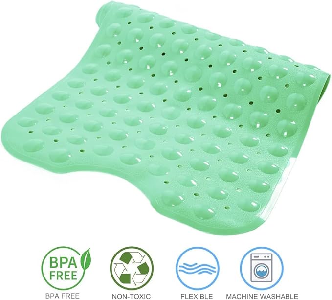 Tree Bud Bathtub Mats for Shower Tub Non-Slip Bath Mat 39 x 16 Inch Extra Long Shower Mat, Bath Tub Mat for Bathroom with Machine Washable, BPA Free for Kids (Pea Green)