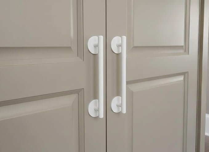 trust4care 4-Pack Large Matte White Backplate for Cabinet Knobs, 2-1/3" Round Rosette Plate for Bifold Closet Doors, Thick Escutcheon Back Plates Discs Sheets for Doorknobs & Pulls, Handles