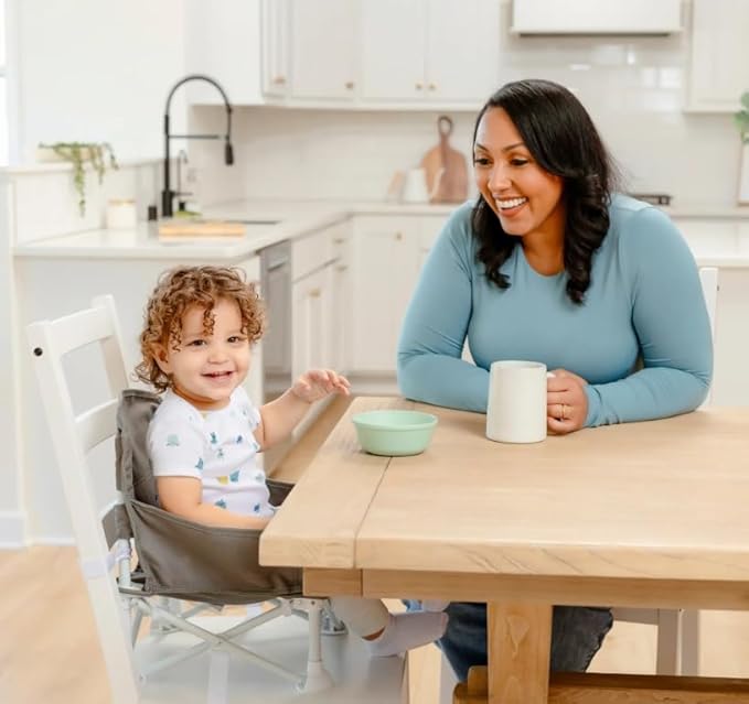 Regalo My Chair 2-in-1 Baby High Chair & Portable Travel Booster Seat, High Chair for Babies & Toddlers, Booster Seat for Kitchen Chair, Oversized Tray with Cup Holder, Gray