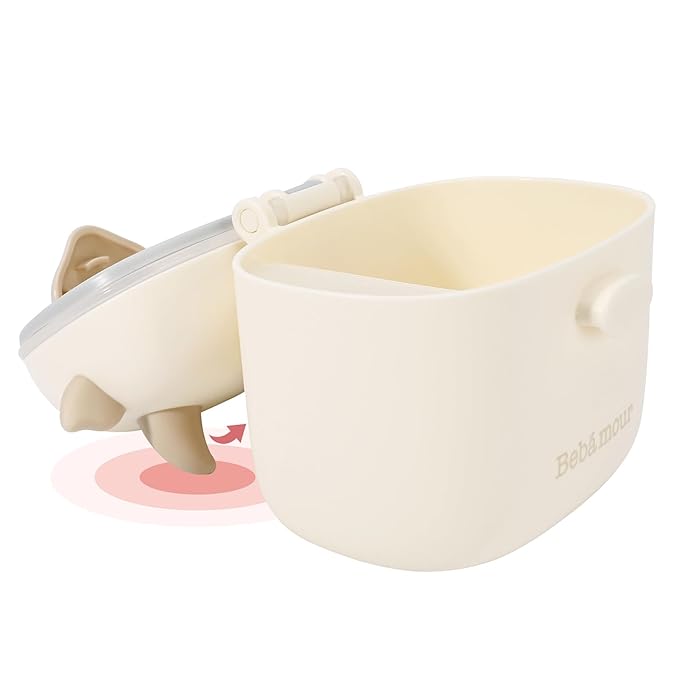 Bebamour Baby Formula Dispenser On The Go, Formula Container to Go, Formula Holder for Travel, Candy Fruit Snack Storage Container with Scoop and Leveller (Khaki)