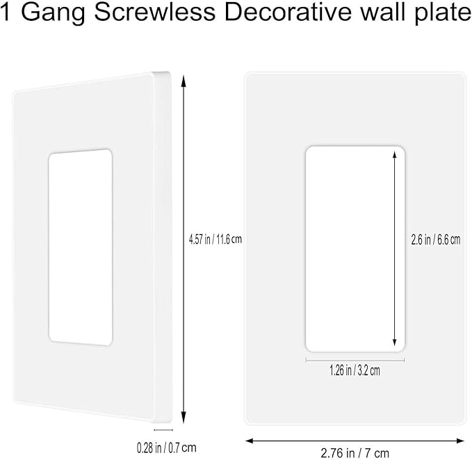 Screwless Decorator Wall Plates 1-Gang Switch Outlet Electrical Cover Plate Unbreakable Thermoplastic Faceplate for Decorative Receptacle Outlet Switch, White (20 Pack)