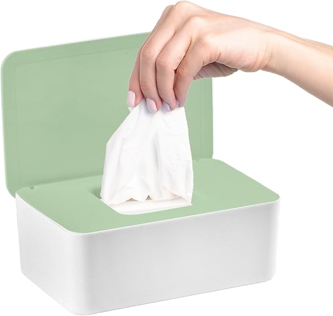 QBXMY7 1 Pcs Diaper Wipes Dispenser, Refillable Wipe Container, Wipe Container with Sealing Design Lid, Keep Wipes Fresh,Wet Wipes Cases (Green)