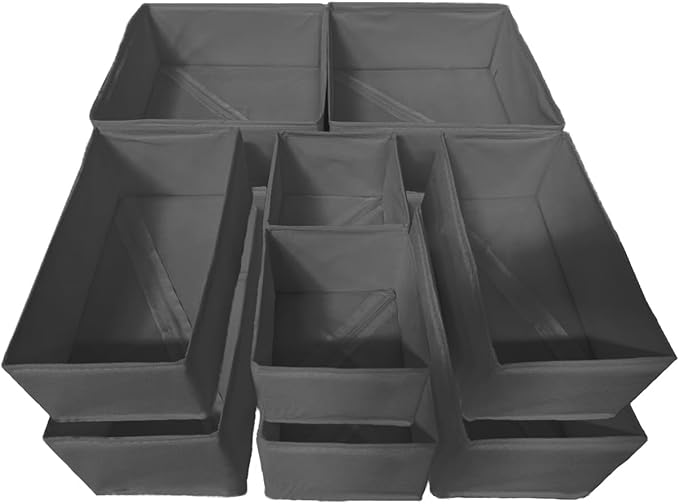 COSDACE Drawer Organizer Clothes,12Pcs Dresser Drawer Organizers Foldable Closet Organization and Storage Dividers for Clothing,Underwear, Sock, Baby Closet Organizer (Grey)