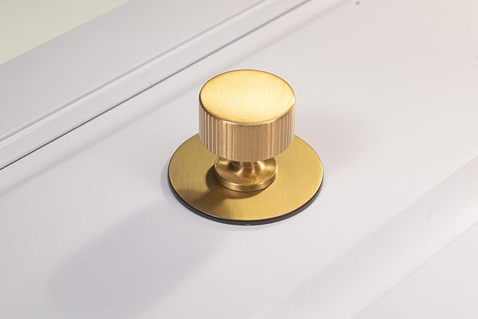 trust4care 4-Pack Brushed Gold Brass Round Large Backplate Rosette Washers for Bifold Cabinet Knob Handles, Thick 2-1/3" Titanium Gold Back Plate Sheets for Bi-Fold Pull Doorknobs