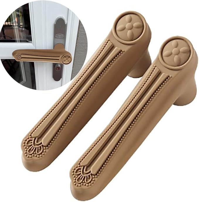 Brown Door Handle Protector, Baby Safety Anti-Collision Anti Static Electricity Door Handle Silicone Protective Cover for Edge Corner Children protectoin