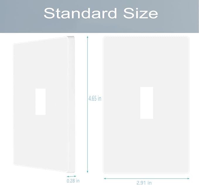 1-Gang Screwless Toggle Switch Wall Plate Cover Toggle Switch Outlet Electrical Faceplate for Light Switch, Receptacle, Dimmers, USB Outlet, GFCI, Child Safe Cover Plate, White (4-Pack)