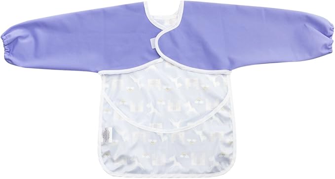 Hi Sprout Infant Toddler Baby Waterproof Sleeved Bib, Bib with Sleeves&Pocket, 6-24 Months