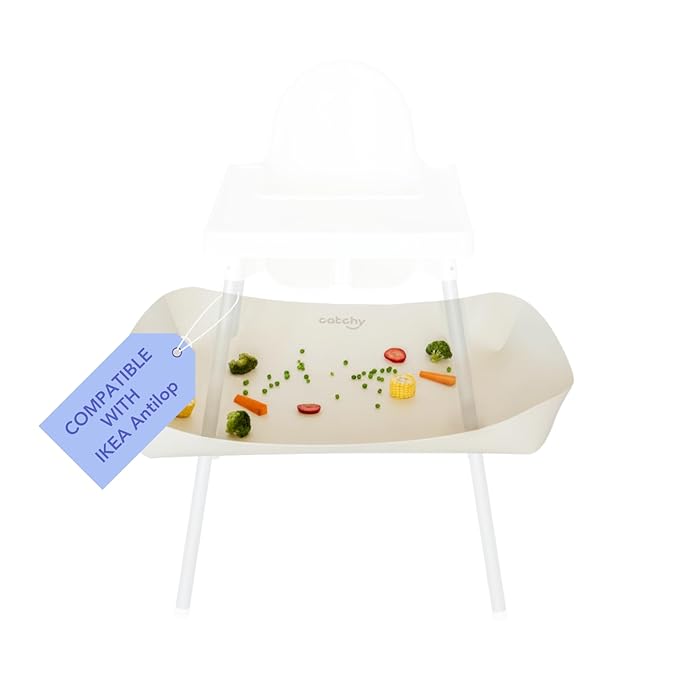 CATCHY -Food Catcher-Compatible with IKEA Antilop High Chair + 12 Other High Chairs- Highchair Sold Separately -Baby & Toddler Food & Mess Catcher-Premium Linen Inspired - Under High Chair Accessory