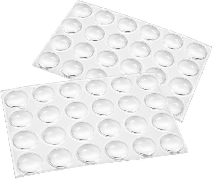 Slipstick Premium Cabinet Door Bumpers 3/8” Round Clear Adhesive Pads, Cabinet Stoppers, Rubber Bumpers for Drawers, Cupboards, Cutting Boards, Glass Tops, Picture Frames, Furniture, 48 Dampers