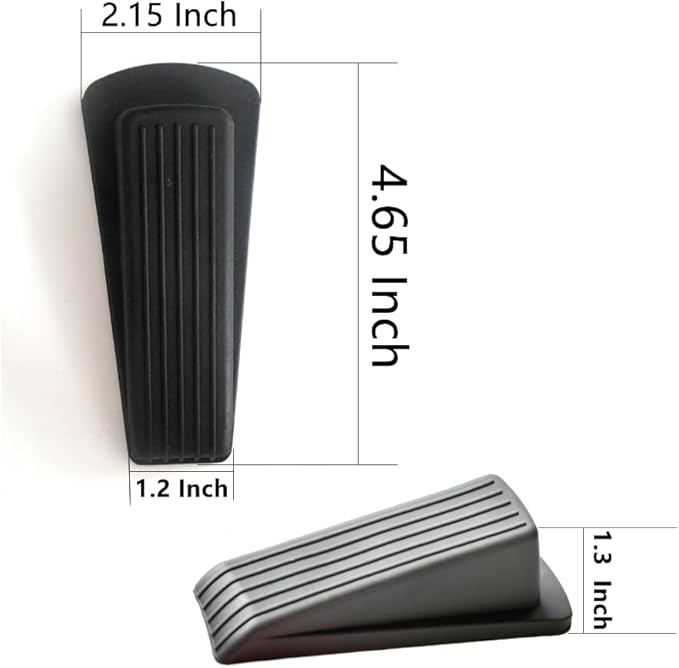 Door Stop, Door Stopper, Door Wedge, 6 Pack Rubber Door Stopper, Rubber Door Stops for Bottom of Door, Works on All Floor Types (Black Grey)
