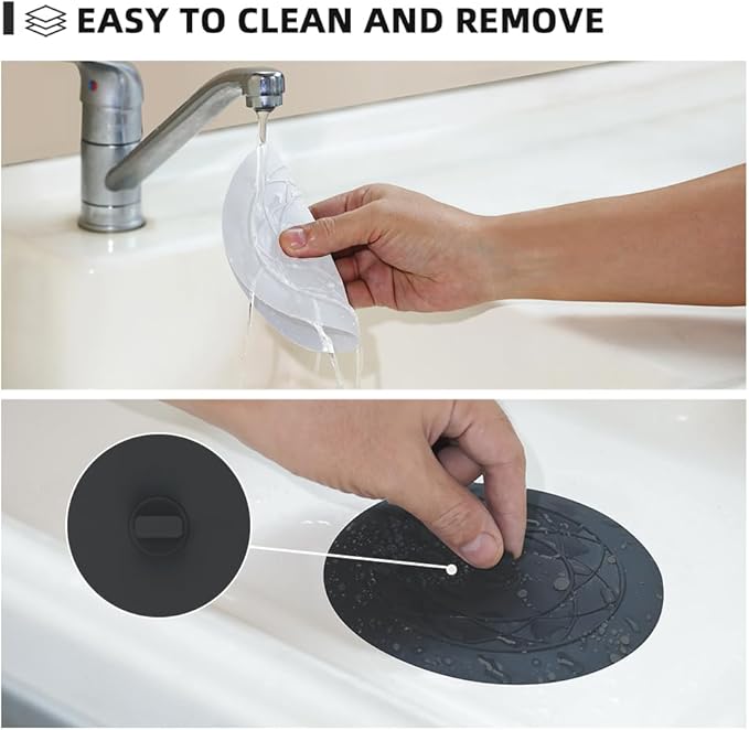 Tub Stopper 2PCS,Bathtub Drain Stopper,6 inches Bathtub Tub Drain Cover Stopper,Silicone Drain Plug,Kitchen Bathroom Hair Water Shower Stopper,Large Bathroom Laundry Accessories (White/Black)
