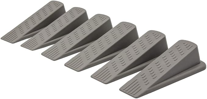 Door Wedge Stopper - 6 Pack (Grey) - Classic Style - Rubber - Floor Mount - DOORSTOP