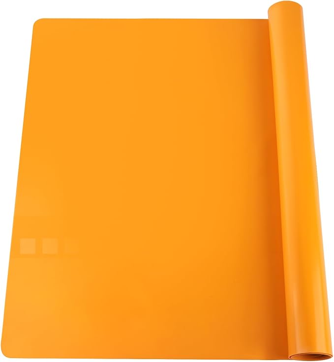 Extra Large Silicone Mats for Kitchen Counter, 27.6'' x 19.7'' Silicone Placemats for Kids, Nonstick Silicone Mat for Baking Crafts, Nonskid Heat Resistant Mat Orange Kids Placemats for Table,1Pcs
