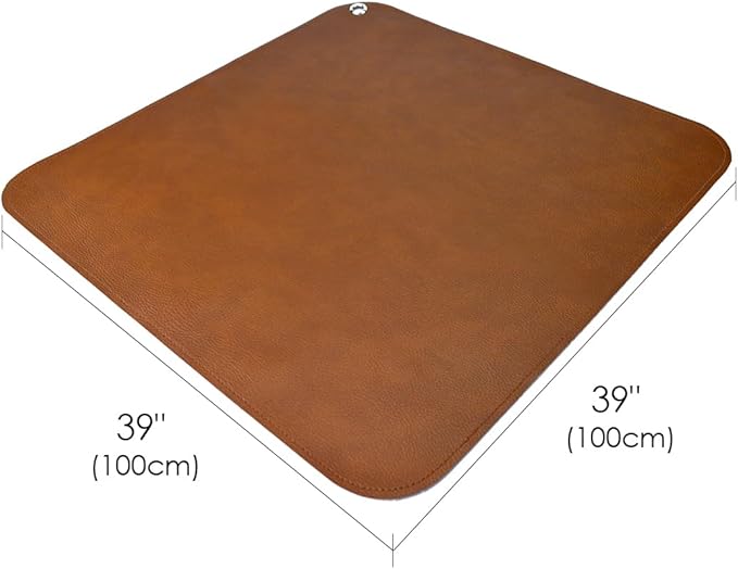 Linkidea Vegan Leather Splat Mat for Under High Chair Floor Protector for Kids - Reusable Infant High Chair Mat Food Splash Spill Mats, Waterproof Portable Picnic Blanket Outdoor Mat (Brown)