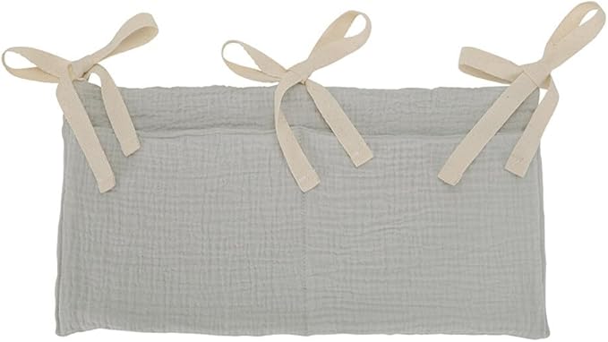 Hanging Baby Diaper Caddy Organizer, Diaper Stacker, Baby Crib Pocket with Straps Classified Storage Bag Organizer for Nursery Diapers Wipes Baby Essentials (Gray)
