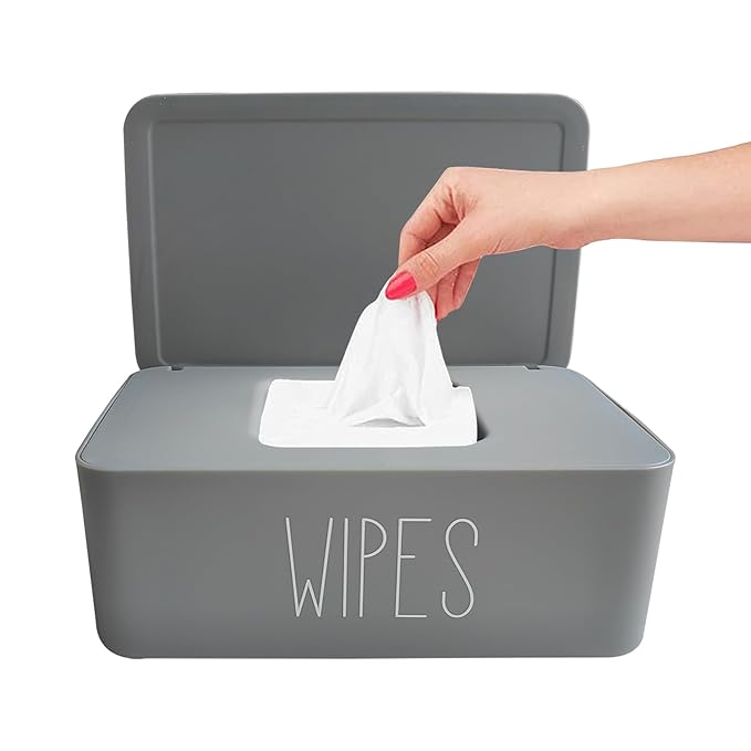 Moorfowl Baby Wipes Dispenser Bathroom Decor,7.28" L * 4.80" W * 2.75" H, Refillable Flushable Wipes Container Holder Baby Registry Essential