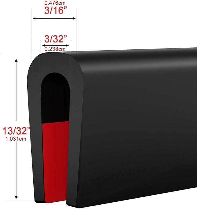 Silicone Edge Trim Self-Adhesive U Channel Silicone Edge Trim Edge Protector for Sheet Metal (Black, Fit 3/32" - L 10')