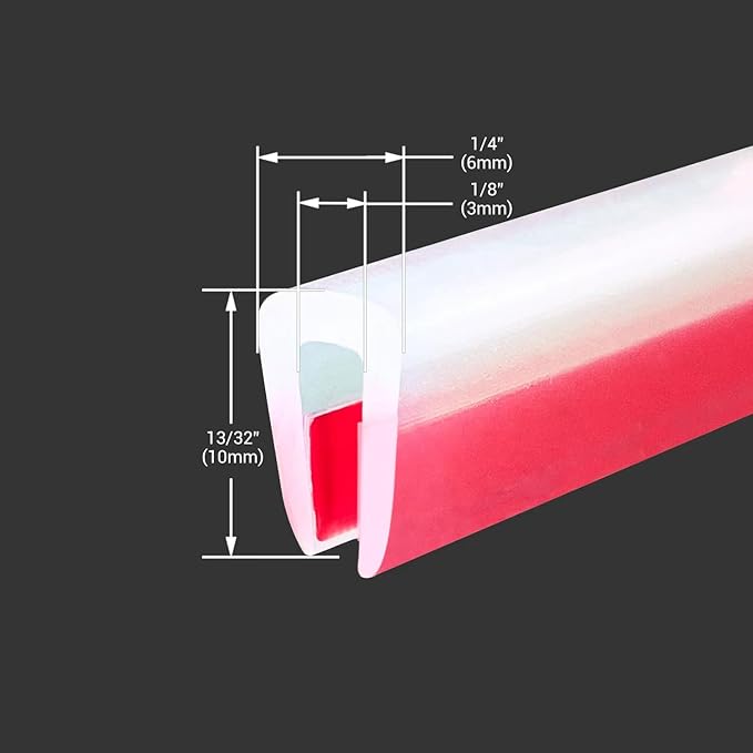 Clear Rubber Edge Trim, Self-Adhesive Transparent Edge Protector for Sheet Metal, Glasses or Flexi Glasses, Flexible Silicone Rubber Material, Fit 1/8"(3mm), U Channel Edge Guard, 10Ft