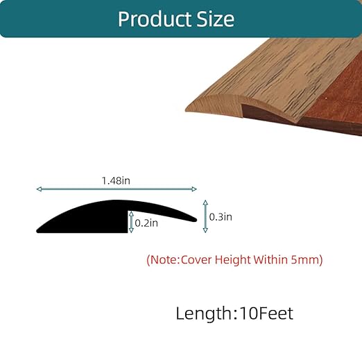 Tintvent Carpet Floor Transition Strip, Self-Adhesive Carpet to Tile Transition Edging Trim Suitable for Door Threshold/Wood Floor, Cover Height Within 5mm – Brown(10Ft)