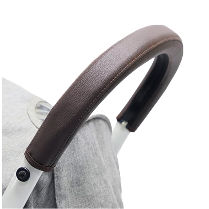 MINILUJIA Removable Zipper PU Leather Bumper Handlebar Sleeve for Baby Stroller Dust-Proof Cover Armrest Bumper Protect Case Specifical for Babyzen yoyo (Chocolate)