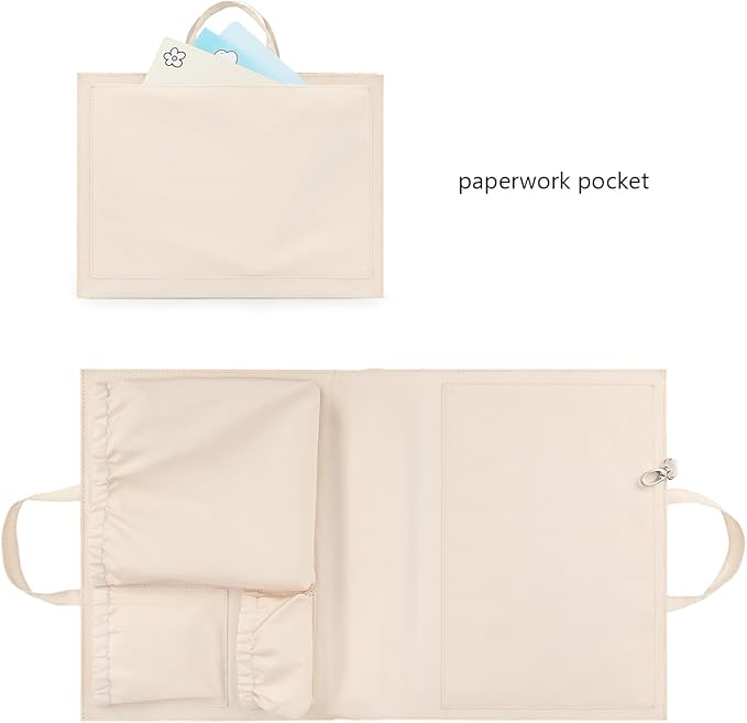 Lmbabter Removable Organizer Insert with Insulated Pocket,Updated Diaper Bag with 11 Total Pockets&Changing Pad, Handbag Tote Bag for Women Mommy Nurse (Beige)