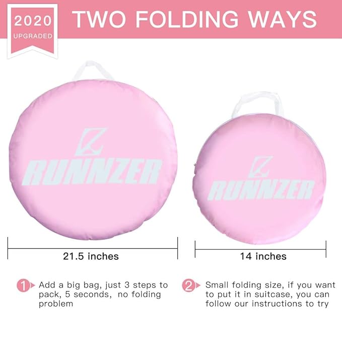 L RUNNZER Baby Pop Up Tent Cover Crib, Pink Crib Tent to Keep Baby in,See Through Crib and Nursery Soft Mesh Cover(55.2" L x 27.6" W x 51.6" H)