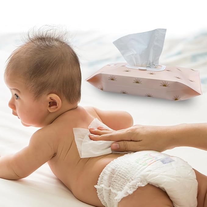 4 Pack Baby Wipes Dispenser [New Version-One Press Open],Portable Wipe Pouch,Refillable Wipe Holder, Baby Wipes Container Reusable Wet Wipes Bags Pouch for Travel
