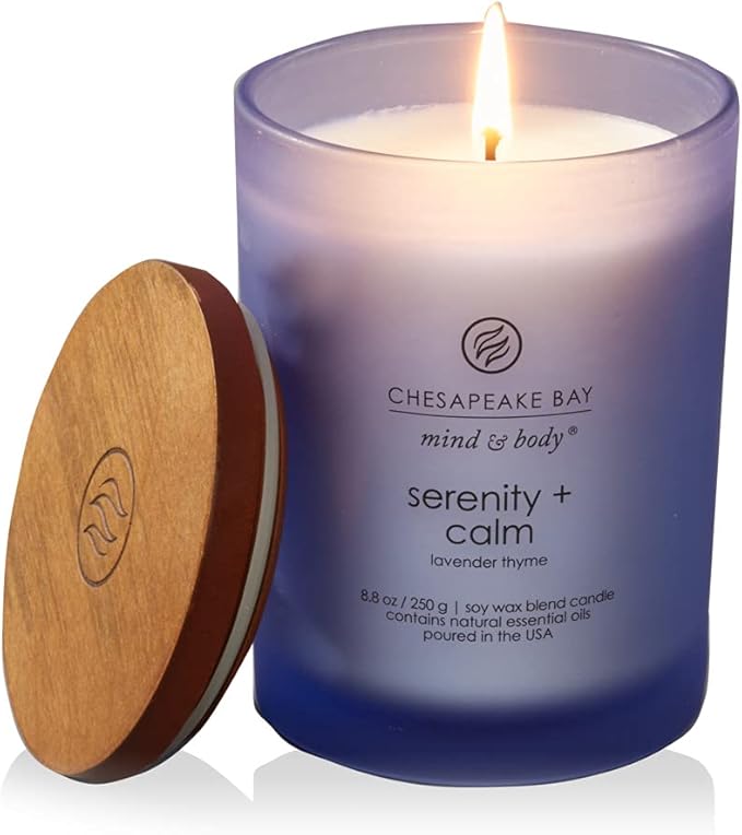 Chesapeake Bay Medium Jar Candles Duo - Peace + Tranquility (Cashmere Jasmine) and Serenity + Calm (Lavender Thyme) Home Decor
