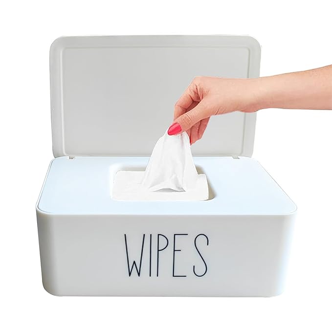 Moorfowl Baby Wipes Dispenser Bathroom Decor,7.28" L * 4.80" W * 2.75" H, Refillable Flushable Wipes Container Holder Baby Registry Essential