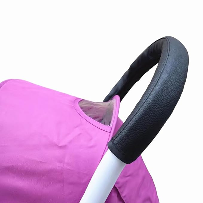 MINILUJIA Baby Stroller Armrest Bumper Handlebar Sleeve Cover Universal Handle Cover DustProof Protect PU Leather Case with Removable Zipper Black