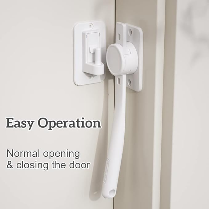 EUDEMON 1 Pack Child Proof Door Finger Pinch Guard, Baby Door Stopper& Door Latch, Adjustable Door Lever Handle for Pets, Great Door Lock for Dogs, Easy Cats Entry(White)